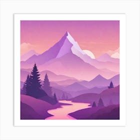 Misty mountains background in purple tone 15 Art Print