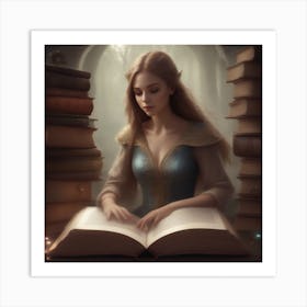 Young Woman Reading A Book Art Print