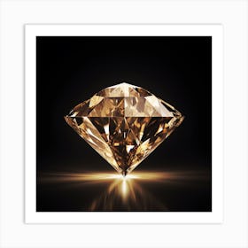 Golden Diamond On Black Background Art Print