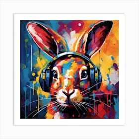 Rabbit With Headphones 1 Art Print