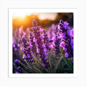 Lavender Field At Sunset 1 Art Print