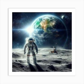 Astronaut On The Moon Art Print