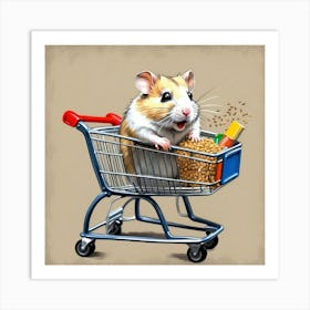 Hamster In Shopping Cart Art Print