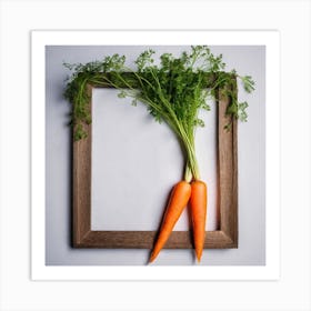 Carrots In A Wooden Frame Art Print