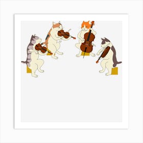 Fun Cats Playing Violin Cello Gift Music Cat Lover Art Print