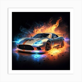 Car In Flames Art Print