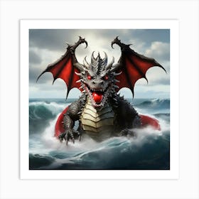 Dragon In The Sea Art Painting 1 Art Print