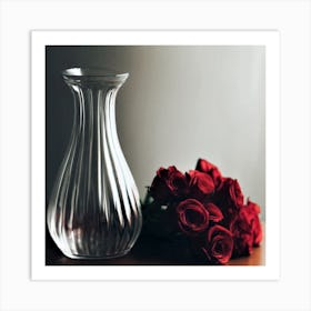 Empty Vase And Roses Art Print