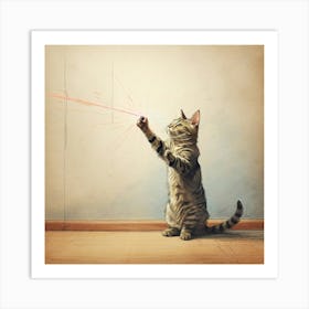 Cat Playing With A Laser Pointer Art Print