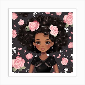 Black Girl With Roses 1 Art Print