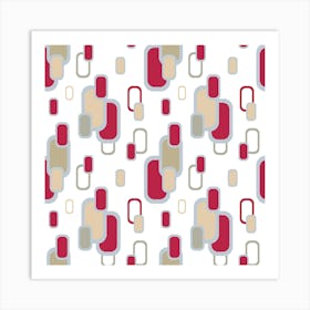 Abstract Retro Geometry on white bg Art Print