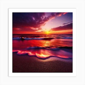 Sunset On The Beach 610 Art Print