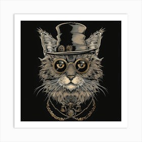 Steampunk Cat 9 Art Print