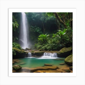 Waterfall In The Jungle Art Print