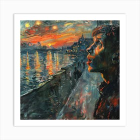 Sunset On The River Art Print