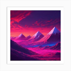 Purple Sky With Mountains Art Print