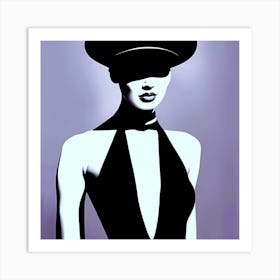 Black Hatted Woman A Female With A Black Hat Art Print