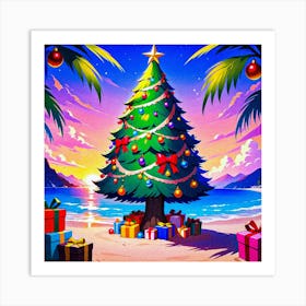 Christmas Tree On The Beach 5 Art Print