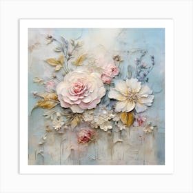 Vintage Pastel Flowers 11 Art Print