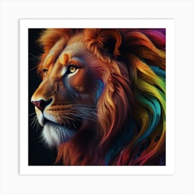 Coloured lion Art Print