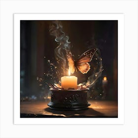 Butterfly On A Candle Art Print