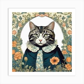 william morris cat art print Art Print