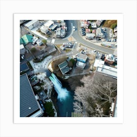 Aerial View Of A Waterfall Art Print