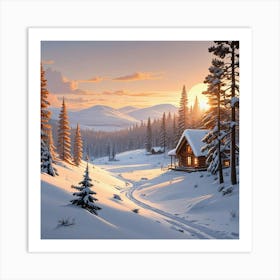 Snowy Winter Art Print (4) Art Print