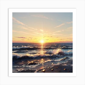 Sunset At The Beach 1 Art Print