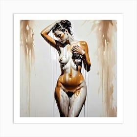 Purification of the Soul: A Naked Woman Showering Her Soul Art Print