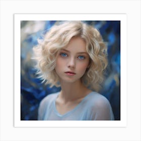 Portrait Of A Girl With Blue Eyes Art Print