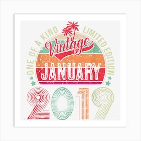 4 Years Old Vintage January 2019 4th Birthday Boy Girl 1 Art Print