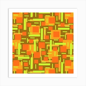 Shapely Overlap Orange Green On Brown Orange Geometric Abstract 1 Art Print