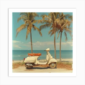 Vespa On The Beach Art Print