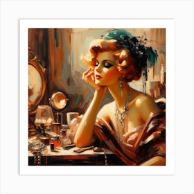 Glamorous Woman In A Mirror Art Print