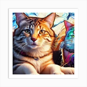 Psychedelic Cats Art Print