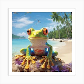 Frog On The Beach 3 Art Print