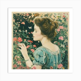 Girl In A Garden 21 Art Print