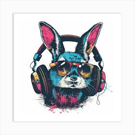 Rabbit With Headphones 1 Art Print