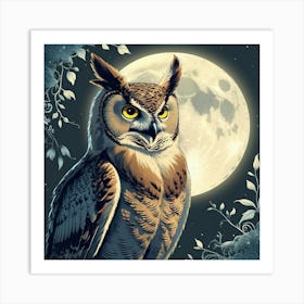 Leonardo Phoenix 10 A Mystical Great Horned Owl Illustration S 0 Art Print