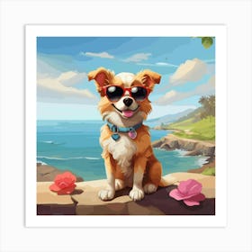 Dog On The Beach Art Print