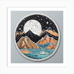 Moon And Mountains Art Print