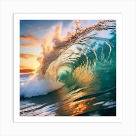 Sunset Ocean Wave Art Print