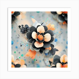 3d Floral Wallpaper Art Print