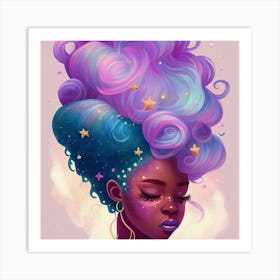 Black Girl With Purple Hair Art Print