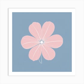 A White And Pink Flower In Minimalist Style Square Composition 233 Art Print