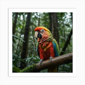 Colorful Parrot In The Rainforest Art Print