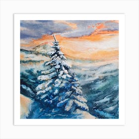 Trees On The Slope Of The Mountain Square Art Print
