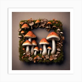 Mushrooms In A Frame 5 Art Print