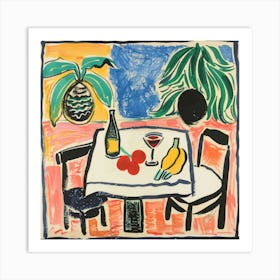 Table With Wine Matisse Style 7 Art Print